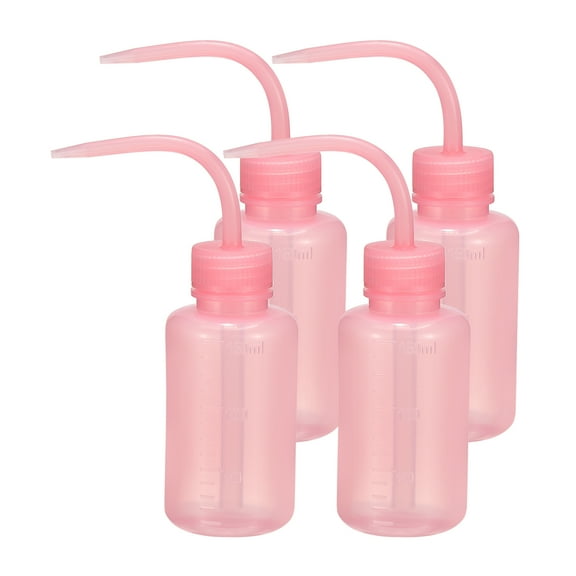 Uxcell 4Pcs Wash Bottle 150ml 5oz Plastic Squeeze Lash Water Bottle Pink