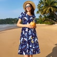 thumbnail image 4 of Easygdp Cute Shark para Vestido Transpirable de Mujer, Vestido Suelto de Manga Corta con Pliegues y Bolsillos para el Verano, 4 of 6