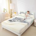 thumbnail image 2 of Manfei Watercolor Sleep Kitten Fitted Sheet Queen, Kawaii Pet Bedding, Cream Green Blue, 3 Pieces, 1 Fitted Sheet and 2 Pillowcases, 2 of 6