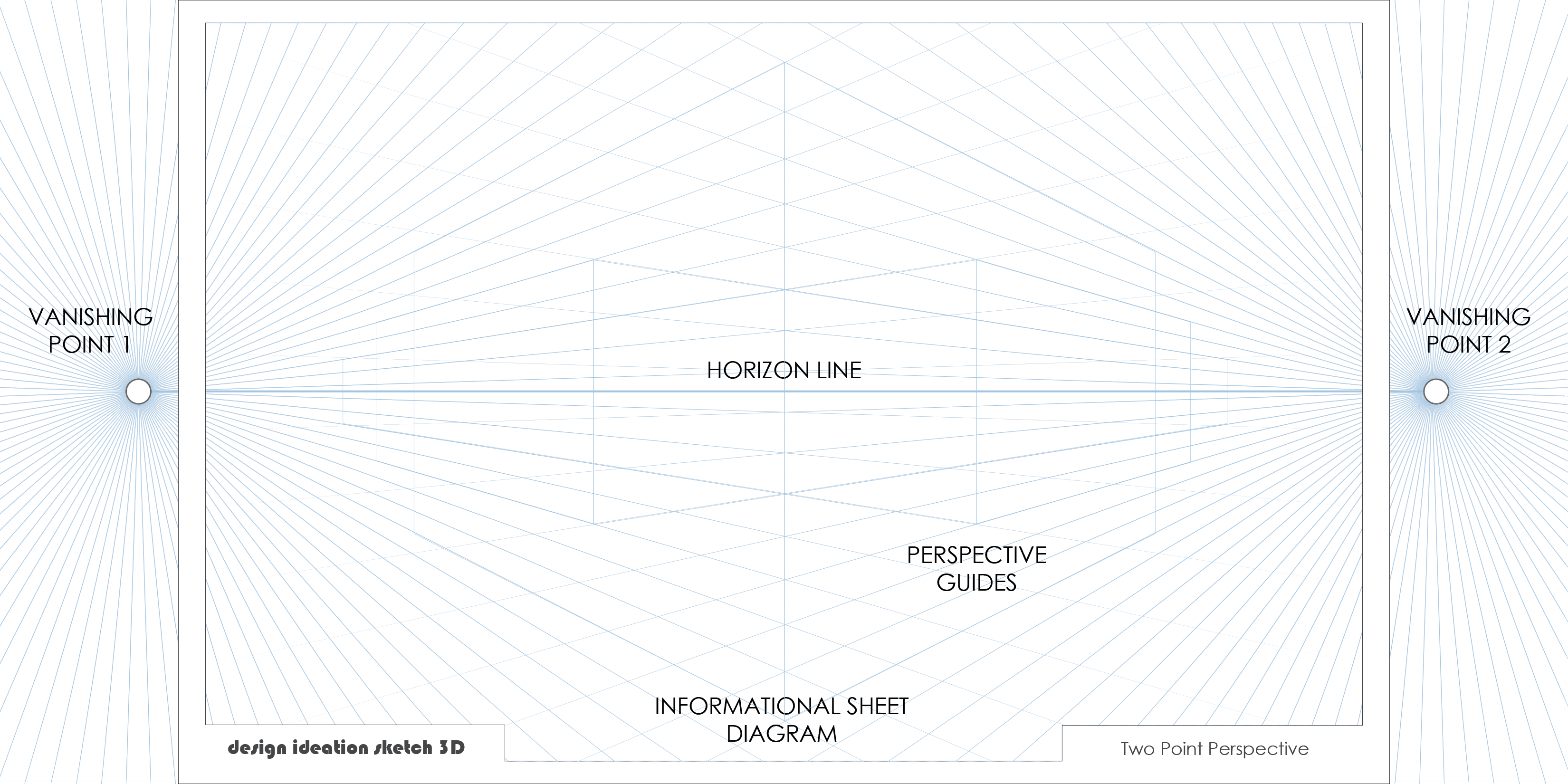 Perspective Grid Pad. Removable Sheets. Mixed Media Paper. Reinforced Lay Flat Binding. 2 Point. Blue. (11" x 17") PAD-2550-TS-H (2 Pads)