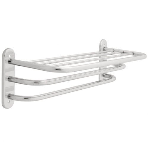 24" Exposed Screw Towel Shelf & Double Towel Bar, Polished Chrome
