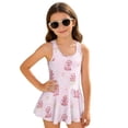 thumbnail image 4 of COEQINE Girls One Piece Swimsuit with Attached Liner, Scoop Neck V-Back Swim Dress for Swim Lessons, Polyester Spandex Bathing Suit for Girls 3-4 Year Olds, Pink Dragon Heart, 4 of 8