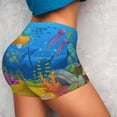 thumbnail image 4 of Logiee Submarine And Landscape Print Women's Biker Shorts,Workout Gym Shorts,Scrunch Shorts,Tummy Control Hidden Scrunch Running Yoga Shorts-Large, 4 of 8