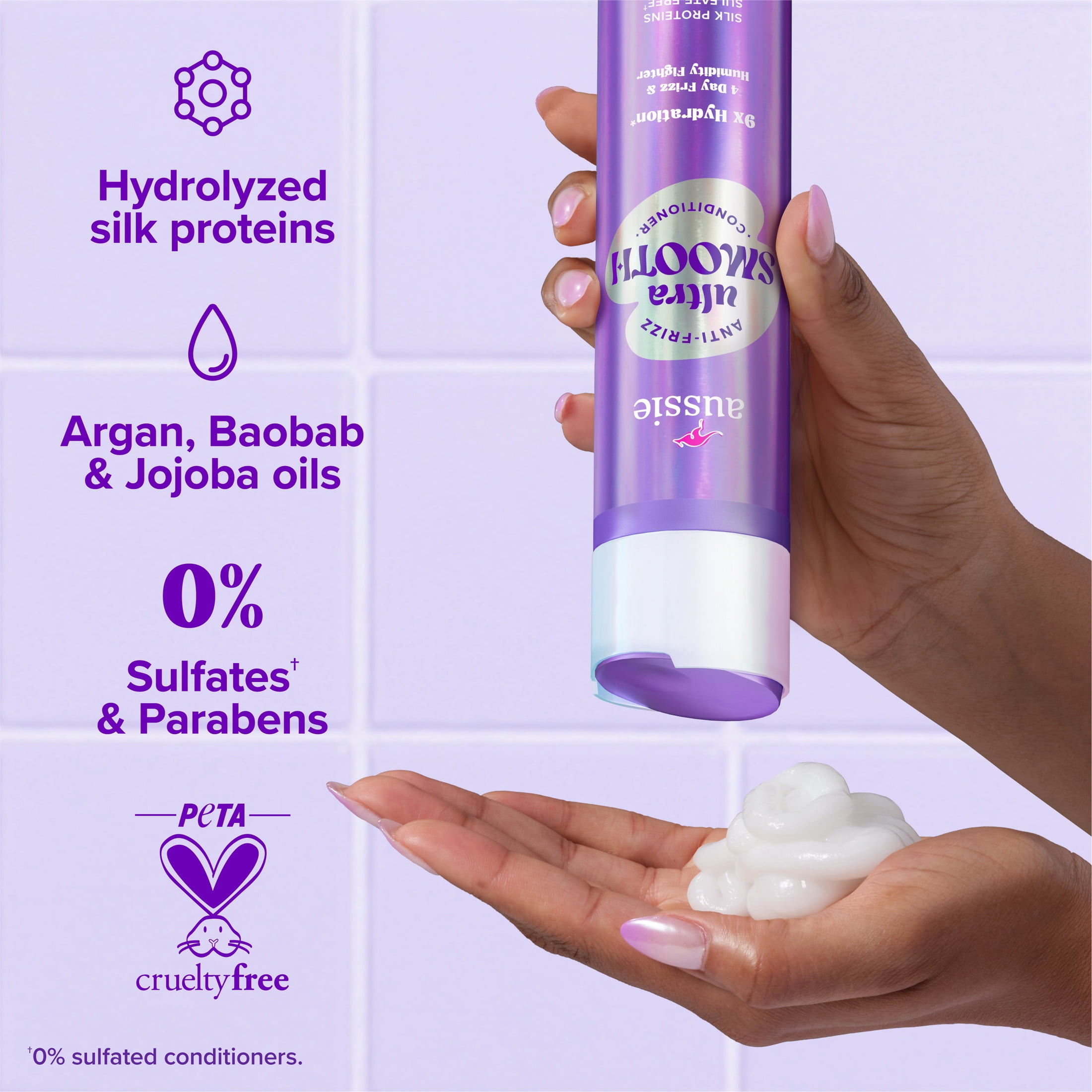 Aussie Ultra Smooth, Anti-Frizz Conditioner, Hydrates and Smooths, with Silk Proteins, Sulfate Free 10.1oz