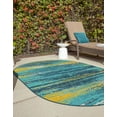 thumbnail image 3 of Unique Loom Outdoor Coastal Collection Area Rug - Ombre (2'  x 3' 1" Oval Multi.Blue/Yellow), 3 of 9