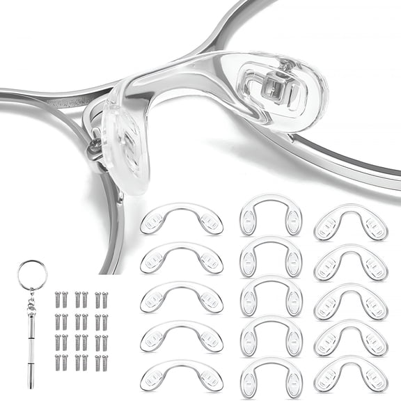 XIRQI 15 Pcs,3 Sizes Eyeglasses Nose Pads,U Shaped Screw-In Soft Silicone Nose Pads for Glasses Sunglasses Eyewear
