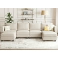 thumbnail image 3 of Belffin 53.9"D x 107.8"W x 35.9"H Corduroy Modular Sectional Sofa , Sectional Couch For Living Room With Storage,Beige, 3 of 8