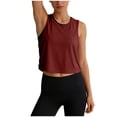 thumbnail image 6 of Mnuaqn Athletic Tank Tops for Women Twist Knot Cut Out Side Slit Crop Tops Yoga Workout Loose Fit Sleeveless T-Shirts (Wine, XXL), 6 of 9