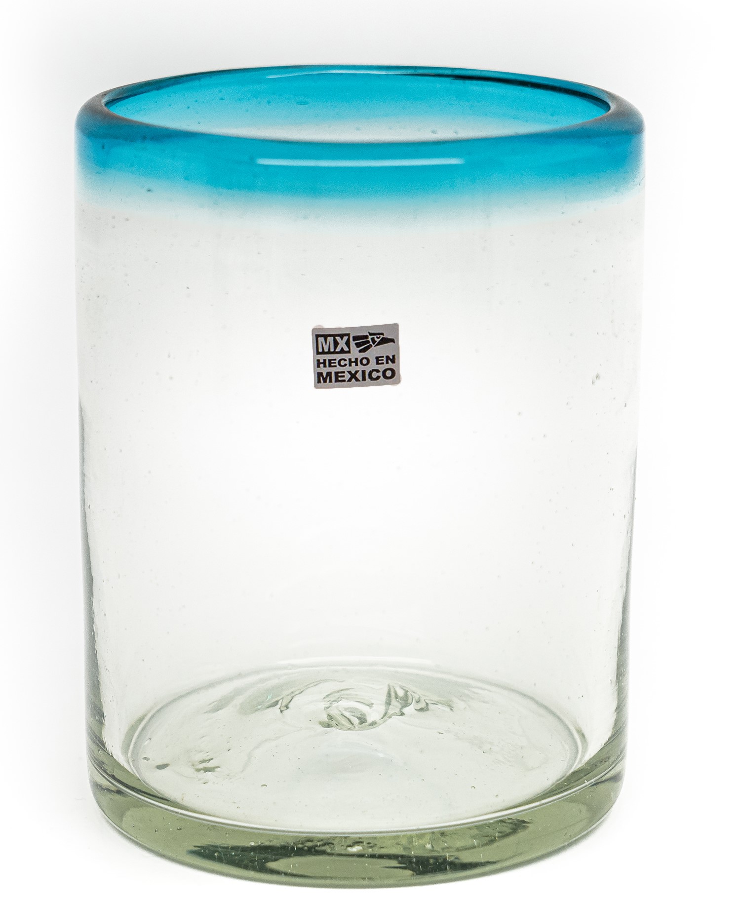 Set of 6 HandBlown Tumbler (10 oz) Glasses from Mexico with Aquamarina