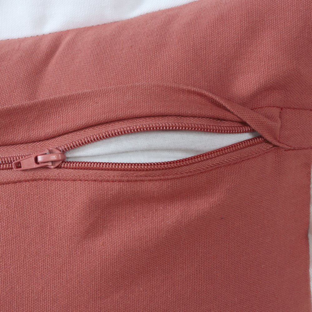 LR Home Ox Bay Hand-Woven Pink/White Bordered All-Natural Cotton Pillow Cover