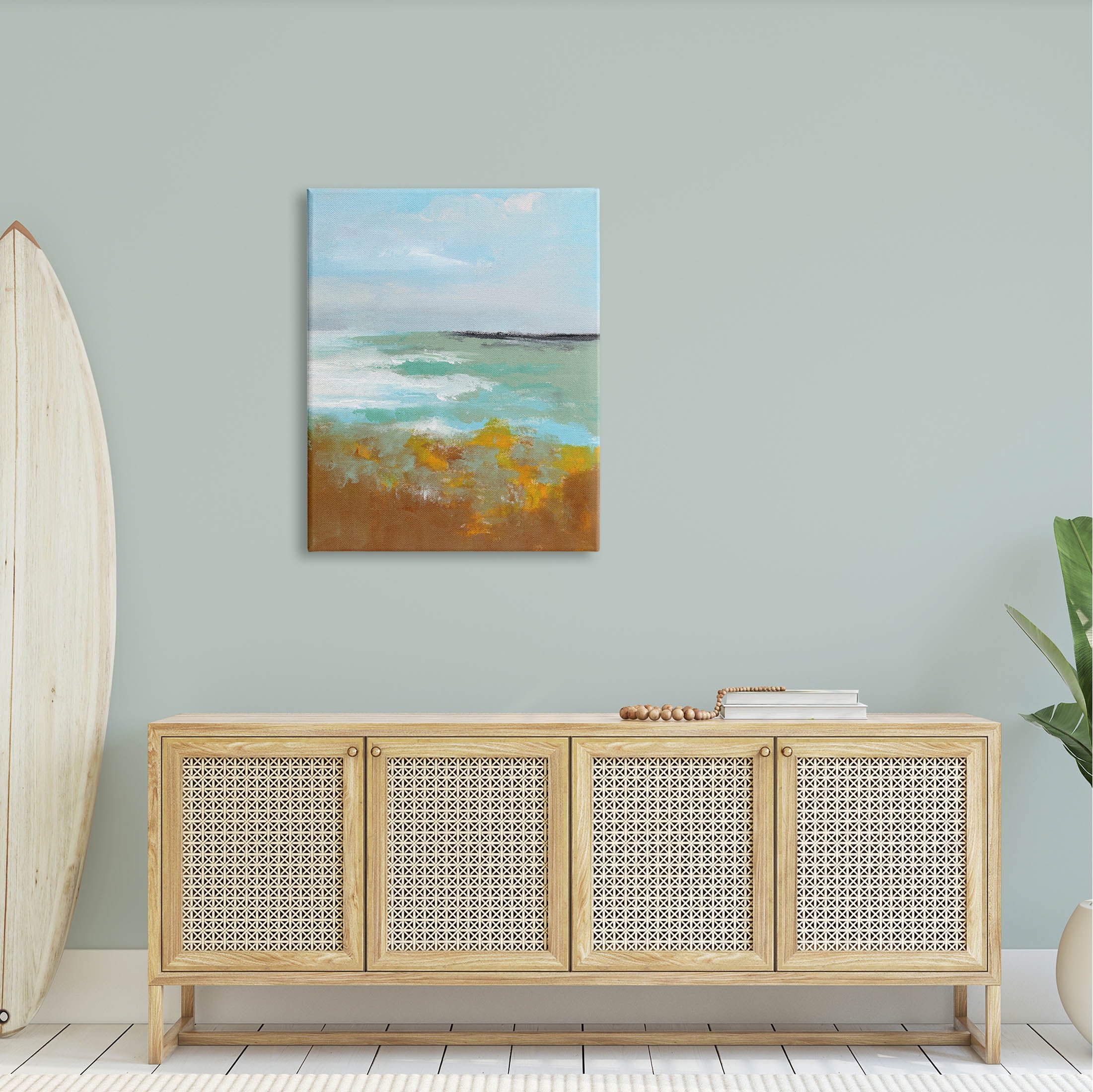 Stupell Industries Modern Distant Ocean Waves Landscape Painting Gallery Wrapped Canvas Print Wall Art, Design by Nikita Jariwala