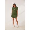 thumbnail image 3 of Women Two Piece Outfits Tracksuit Half Zip Lapel Cap Sleeve Sweatshirt High Waist Drawstring Shorts Set Sweatsuit, 3 of 6