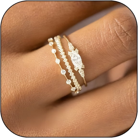 DESIGNICE Stackable Gold Rings for Women Set Dainty 14K Trendy Gold Plated Non Tarnish Stacking Cubic Zirconia Fashion Ring Jewelry Size 6 7 8 9 10