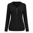 thumbnail image 7 of ZHOGXU Sun Protective Solid Color Hooded Long Sleeve Shirt For Women With Pocket Outdoor Fitness And Sports Casual Black, 7 of 7