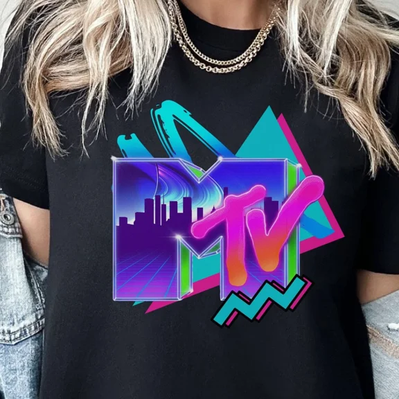MTV T shirt Tshirt T-shirt Tee Vintage Aesthetic Shirt M TV Music Television 80s