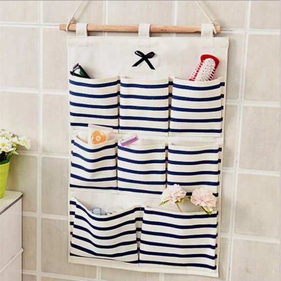 LYCAQL Over The Door Shoe Organizer Hanging Closet Holder Hanger Storage Bag Rack with 6/8 Large Mesh Pockets, Cotton Linen Fabric Wall Door Hanging Bag Organizer Storage Pouch