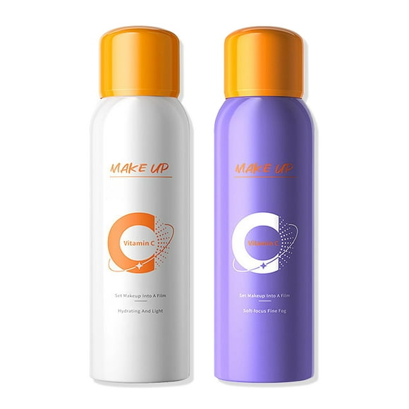 2PCS Spray fijador de maquillaje para rostro Spray fijador impermeable para maquillaje Control de aceite de larga duración Acabado Sosteniendo niebla facial Refrescante Hidratante Fijación brillante y
