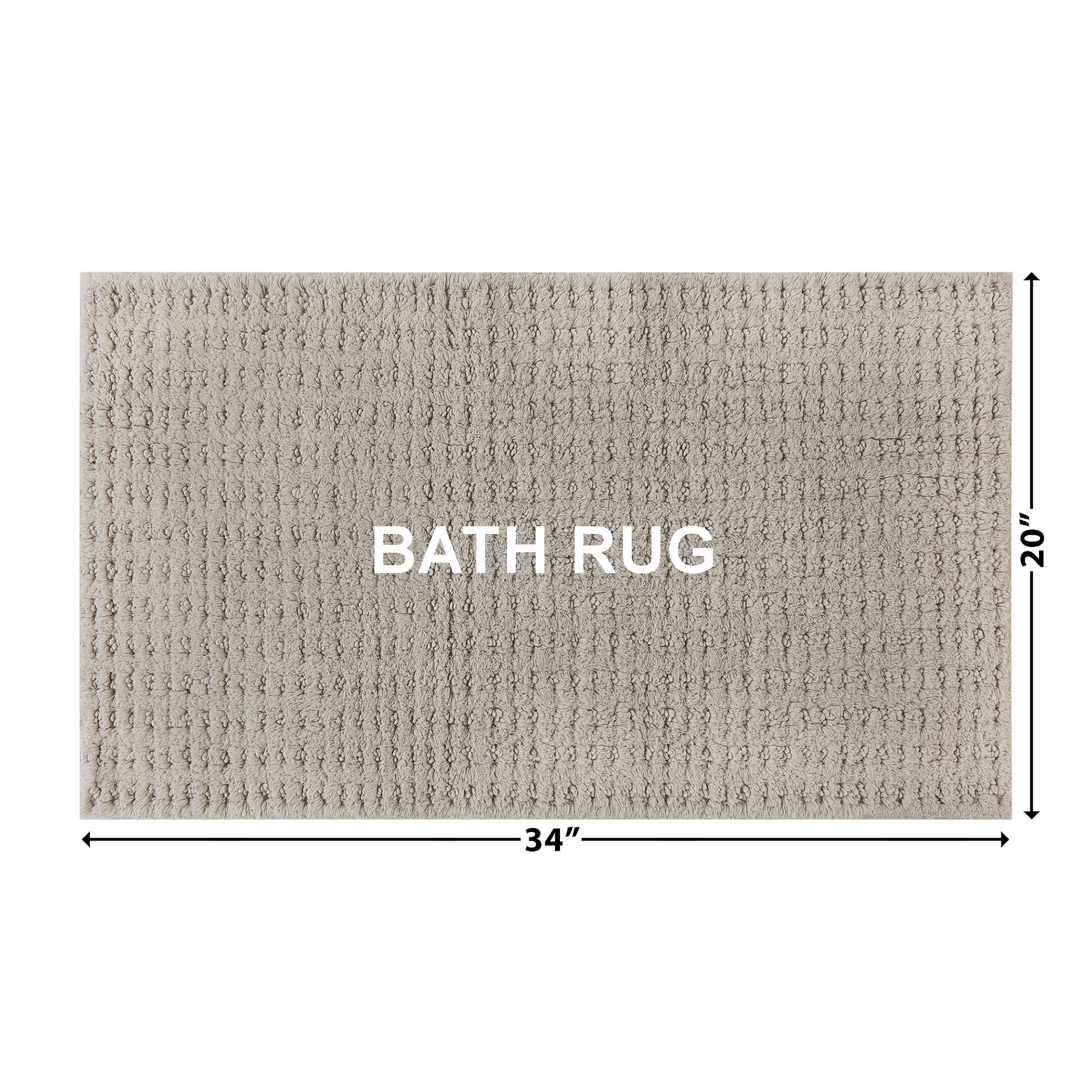 Beautiful Porcini Taupe Cotton 20x34" Bath Rug