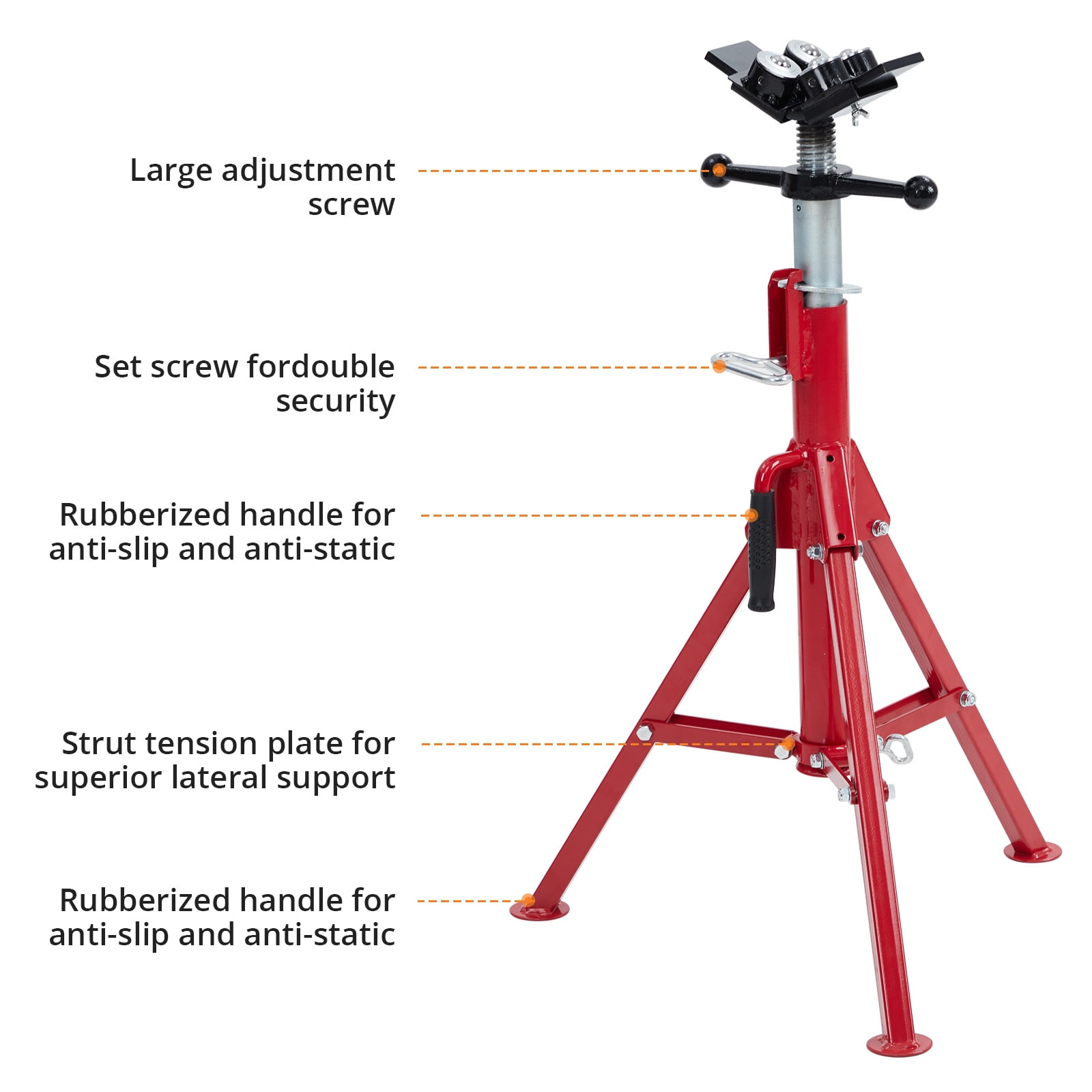 Amkui 4 Balls Transfer V Head Pipe Stand 2500 LBS, Pipe Jack Stands Adjustable Height, Portable Pipe Stands, Heavy-Duty Steel Jack Stand,Secure Stability