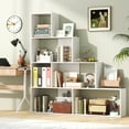 thumbnail image 4 of Costway 2 PCS 4-Tier Bookshelf with 6 Storage Cubes 64" Tall Modern Geometric Stair Bookcase, 4 of 10