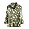 thumbnail image 5 of UTSJKR Men's Roll-Up Cuff Polka Dot Long Sleeve Button-Down Shirt, Slim Fit Casual Top, Daily Dating Street Outdoor Trendy Leisure Wear Green M, 5 of 5