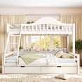 thumbnail image 2 of Leumius Twin XL over Queen Bunk Bed with Storage Drawers, Chic Curved Guardrail & Side Storage Shelves, Bunk Bed Frame with Ladder Beige, 2 of 9