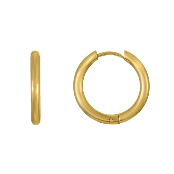 Sensitive Skin Stainless Steel Gold Plated 18mm Huggies Earring for Him and Her