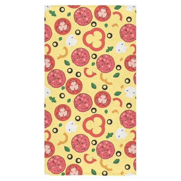 Toalla de baño con estampado de pizza, tomate y salami