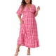 thumbnail image 1 of Vestido largo A línea bohemio de media manga en V para mujeres de tallas grandes GRACE & GRANDEUR 1X color rosa intenso, 1 of 6