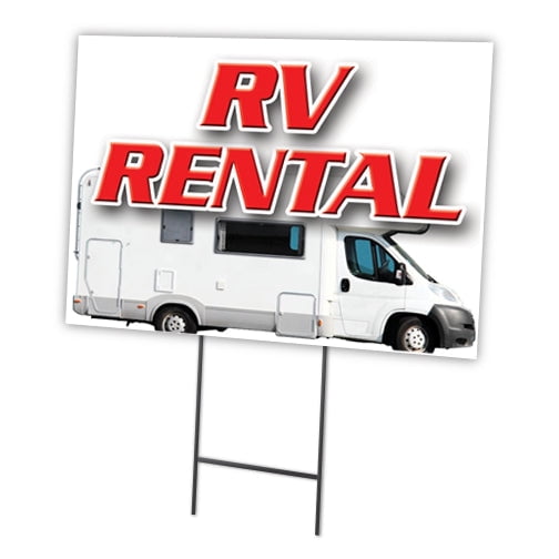 RV RENTAL 12"x16" Yard Sign & Stake | Advertise Your Business | Stake Included Image On Front Only | Made in The USA