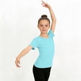 thumbnail image 7 of Liweisiy Girl's Dance Crewneck Shirts Slim Fit Short Sleeve Solid Color Tees Summer Breathable Workout Athletic Sweatshirts Green 9 Years, 7 of 7