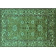 thumbnail image 1 of Ahgly Company Machine Washable Indoor Rectangle Oriental Turquoise Blue Industrial Area Rugs, 5' x 7', 1 of 4