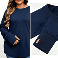 thumbnail image 5 of QATAINLAV Plus Size Long Sleeve Shirts for Woman Loose Casual Crew Neck Raglan Tops with Thumb Hole Fall Layering T-Shirts, 5 of 11
