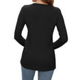 thumbnail image 5 of Womens Long Sleeve t Shirts Fashion Casual Solid Round Neck Loose Long Sleeved T-shirt Button Tops Casual Tops Trendy Blouses Cute Work Outfits Clothes, 5 of 5