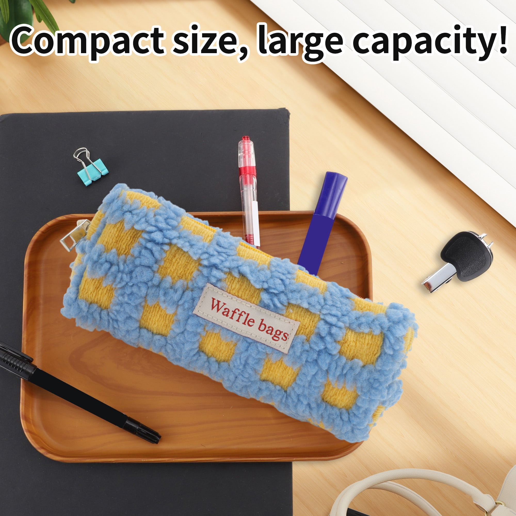 Unique Bargains Pencil Case, Large Capacity Pen Pouch, Aesthetic Pencil Organizer Blue Orange