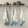 thumbnail image 2 of Watercolor Three Fluffy Rabbits Kitchen Tea Towels Set of 4 Absorbent Hand Dish Towels, Blue Wooden Fence Dishcloths Lint-Free 18x28 Inch Fast Drying for Cooking Baking Home Clean, 2 of 7