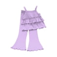 thumbnail image 2 of Blekii Girls Two Piece Set Flared Pants, Girls Two Piece Set: Flared Nine Point Pants & Top, Spring Summer Fall Comfortable Suspenders Outfit for Kids Spring Summer Fall Suspenders Outfit Spring, 2 of 7