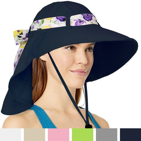 Womens Sun Hat, Summer UV Protection Outdoor Hat with Wide Brim, Neck ...