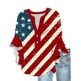 thumbnail image 3 of Feancey Ruffle Sleeves Tops for Women 4th of July Henley Shirts Memorial Day Novelty Print Loose Blouse Button V Neck 3/4 Sleeve Graphic Tees Multicolor M, 3 of 6
