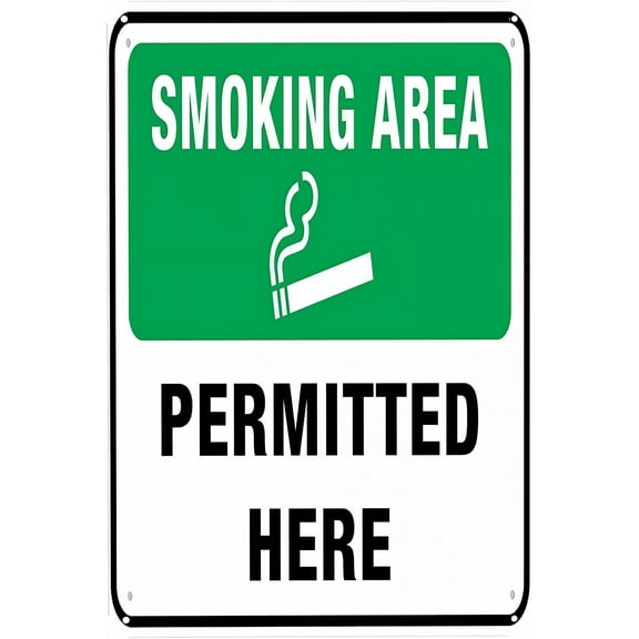 Smoking Area Permitted Here Sign - 8"x12" Vintage Metal Warning Sign, Smoking Zone Decor for Home Farm Bar Coffee Shop Club Outdoor