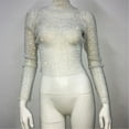 thumbnail image 6 of ZPAQI Women Rhinestones Mesh Long Sleeve Crop Top See Through Fishnet Cover Up T-Shirt, 6 of 21