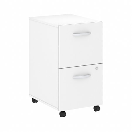 UPC: 0042976071905 | Bush Studio C White 16W 2 Drawer Mobile Pedestal – Assembled SCF116WHSU