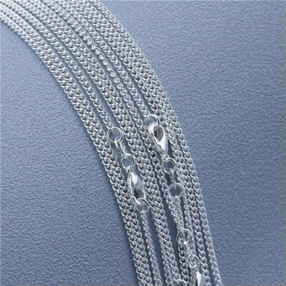 GAVONO 10 pcs 925 Silver 2mm Curb Flat Side Chain Necklace For Women's Fashion Jewelry-28 inches-10 pieces