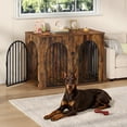 thumbnail image 5 of Hzuaneri Dog Crate Furniture, 46.5'' Wooden Indoor Dog Kennel with Multi‑Door & Anti‑Chew Iron Pipes for Medium‑Large Dogs, Rustic Brown, 5 of 10
