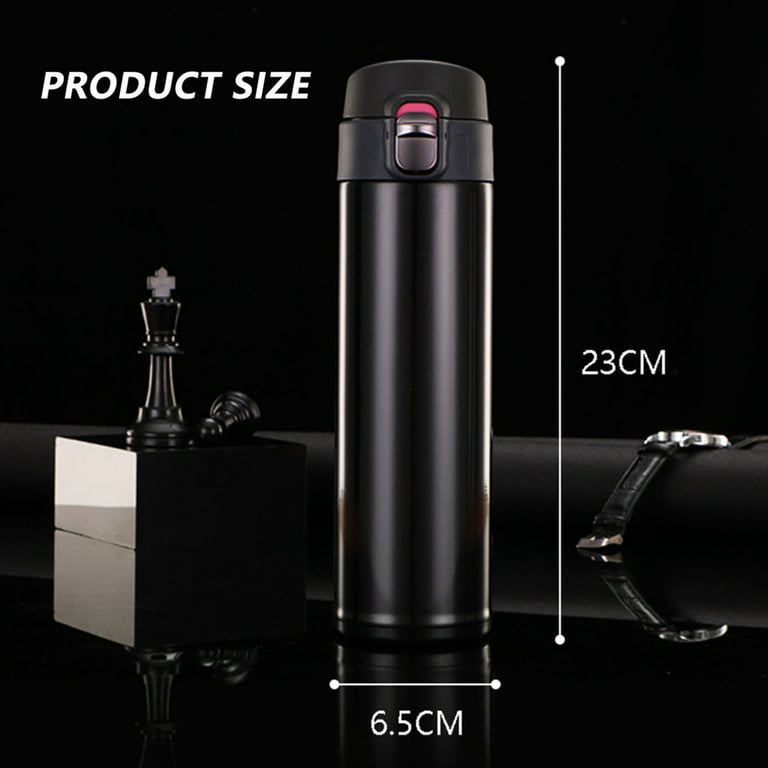 Stainless Steel Water Bottle Pop Up Vacuum Insulated Portable for Sports Easy to Open Thermos Cup Contigo Water Bottle Steel Water Bottle Black