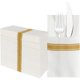 thumbnail image 1 of Paquete de 50 servilletas desechables de tacto de lino, bolsillo integrado para cubiertos, servilletas decorativas de boda, tela doblada como servilleta de fiesta, suave, fuerte, absorbente, 1 of 4