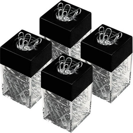 Wire Paper Clip Memo Holder (4 Pack) Universal Paper Clips with Magnetic Dispenser, Wire, 1-3/8