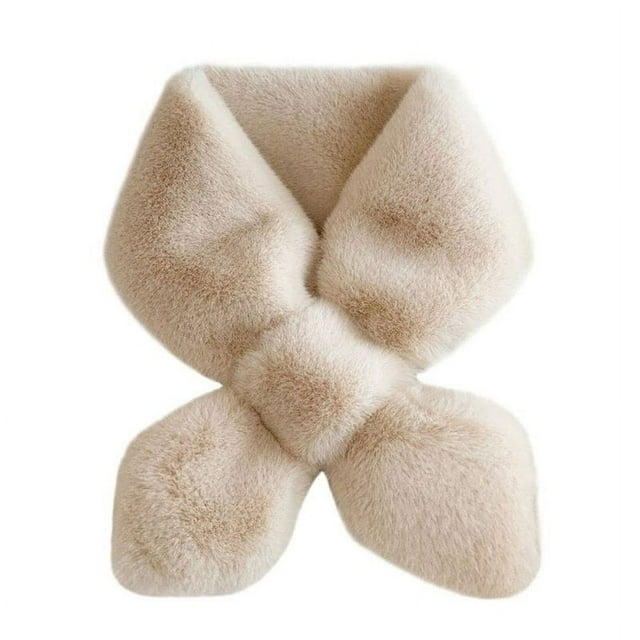 Scarf Women Scarf Solid Color Fuzzy Faux Rabbit Fur Thicken Neck Wrap for Outdoor