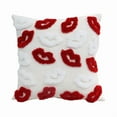 thumbnail image 2 of Red Lips Throw Pillow, White Fluffy Textured, Decorative Cushion, Valentine's Romance Theme for Couch Sofa Home Decor Gift (18X18 Inch), 2 of 7