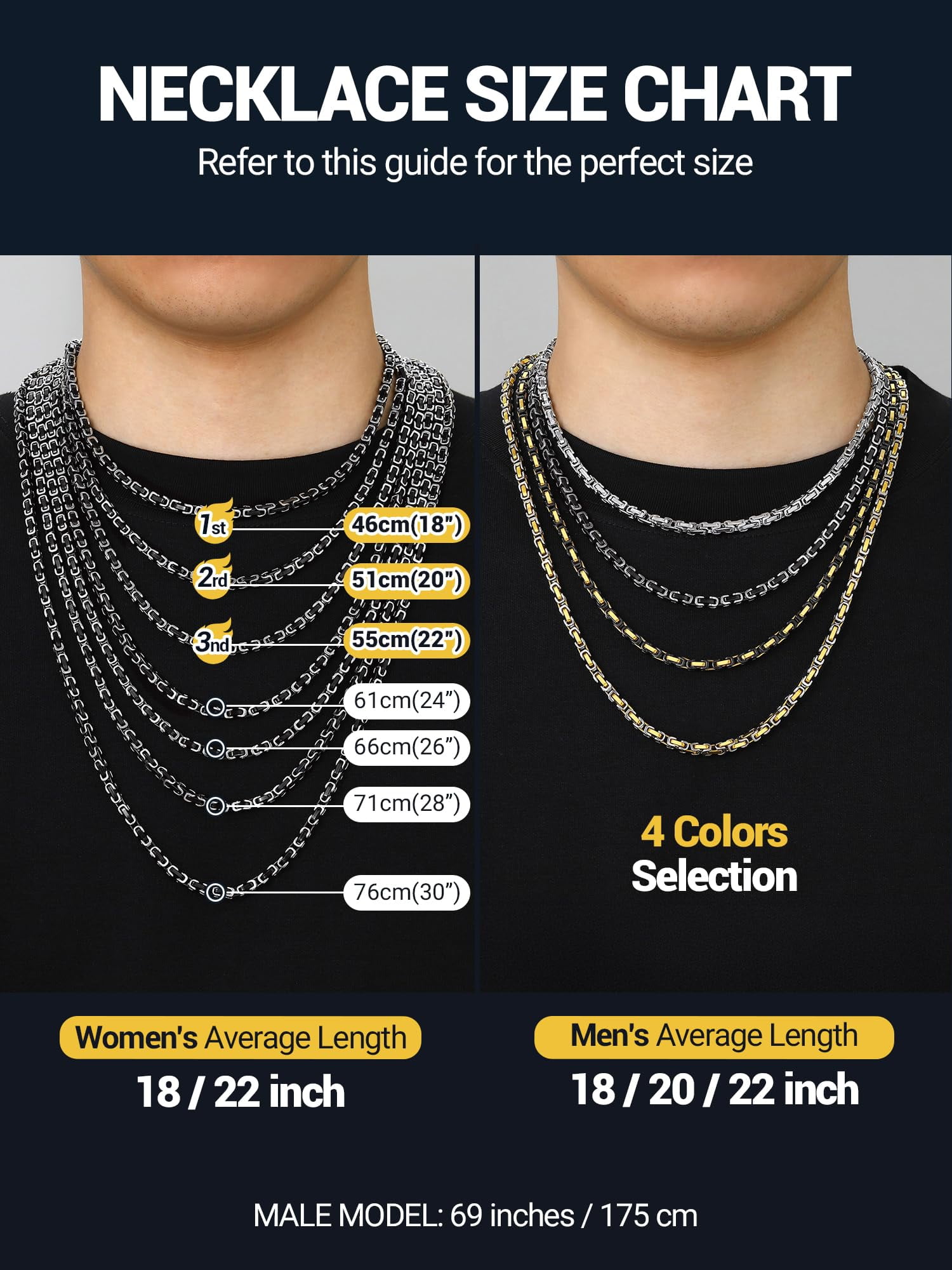 PROSTEEL 4MM Stainless Steel Necklace Silver Black Byzantine Link Chain for Men Women 22 Inch Jewelry Gift for Boyfriend Husband Birthday Christmas